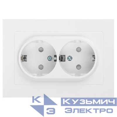Розетка 2-м СП Accent 6-208-01 16А IP20 250В 2P+E Schuko со шторками AL/CU бел. Intro Б0063528