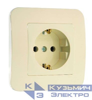 Розетка 1-м СП Lillium 16А IP20 с заземл. крем./крем. Makel 70228