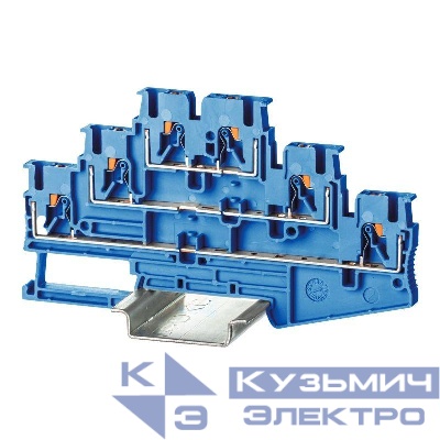 Клемма трехуровневая зажим push-in 6 точек подключения 2.5кв.мм син. DKC VPR-2.5-3L-BU