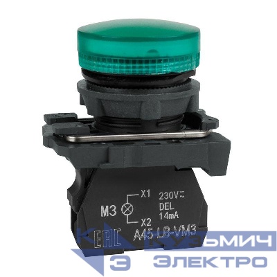 Лампа сигнальная OptiSignal D22 C5-L-M3 зел. пластик 230-240VAC XB5AVM3 КЭАЗ 332188
