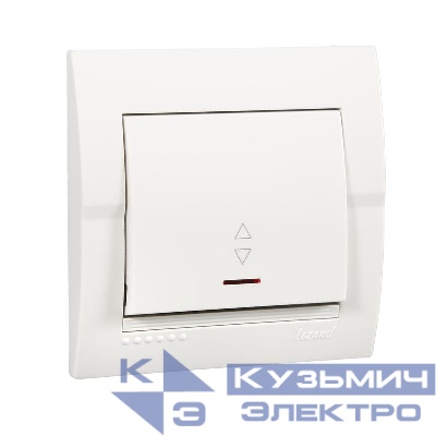 Переключатель проходной 1-кл. СП Deriy 10А с подсветкой бел. LEZARD 702-0202-114
