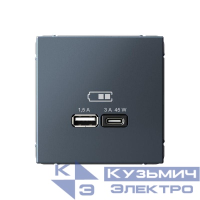 Розетка USB ArtGallery тип A+C 45Вт QC PD высокоскор. ЗУ механизм грифель SE GAL000729