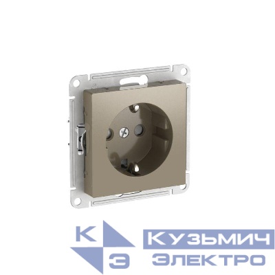 Розетка AtlasDesign 16А с заземл. защ. шторки быстрозажим. клем. механизм шампань SE ATN000545S