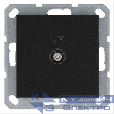 Розетка телевизионная оконечная TV Ф9.5мм механизм антрацит Jasmart G6001B