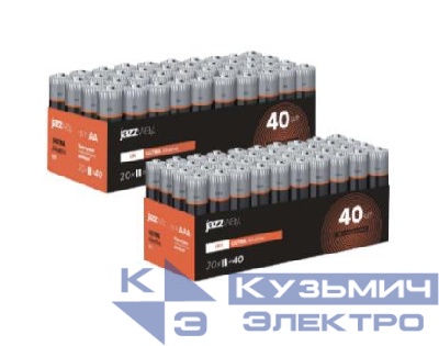 Элемент питания алкалиновый AA/LR6 Ultra Alkaline Pack-40 (уп.40шт) JazzWay 5057562