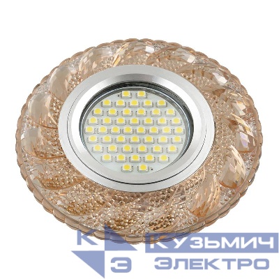 Светильник DLS-L147 GU5.3 GLASSY/TEA GU5.3 встраив. доп. светодиод. подсветка 3Вт без лампы стекло Fametto UL-00003898