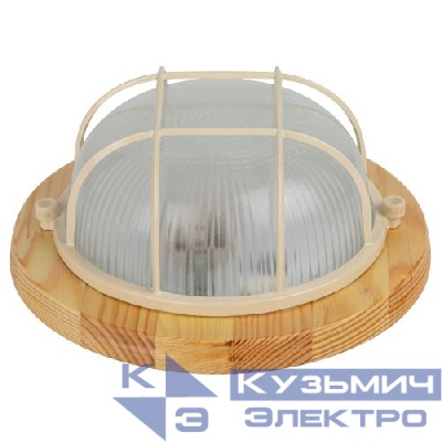 Светильник "Кантри" НБО 03-60-012 max 60Вт E27 IP54 D220 круг дерево/стекло решетка орех ЭРА Б0048415