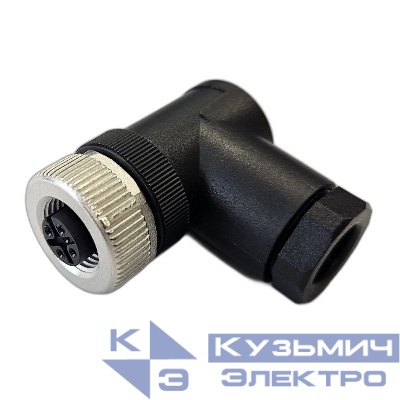 Разъем М12 5A гнездовой винт пластик. угловой резьба PG9 каб. часть СЦМ120018-05A СТЭЗ 185200138