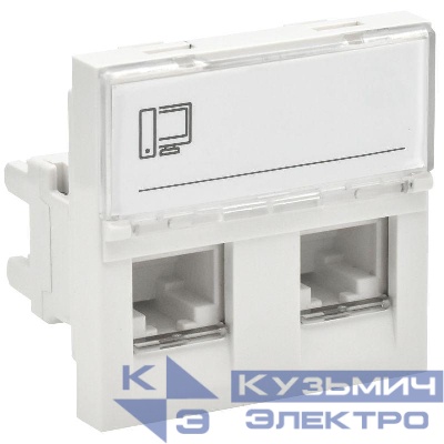 Розетка компьютерная 2мод. 2вх. PRIMER RJ45 кат.5E РКИ-22-00-П-5 бел. IEK PR-KK40D-RI-0-2-2C5EU-K01