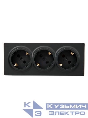 Розетка 3-м ОП LETO с заземл. закрытый корпус ПБТ черн. бархат LEZARD 752-4200-127BUP