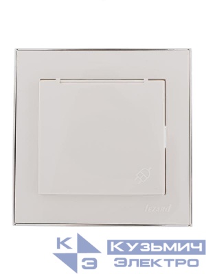 Розетка 1-м СП Rain с заземл. с защ. крышкой керамика с хром. боковой вставкой бел. LEZARD 703-0225-123