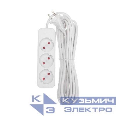 Удлинитель 3х5м без заземл. STANDARD 2х1кв.мм бел. Rexant 13-4008