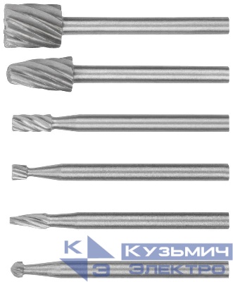 Шарошка стальная по металлу мини 6шт FIT 36477