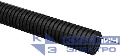 Труба гофрированная ПВХ d32мм с протяжкой черн. (уп.25м) ELASTA IEK ET-TG21-121-032-025-K02