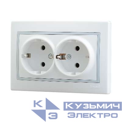 Розетка 2-м СП Mira с заземл. бакелит с бел. вставкой бел. LEZARD 701-0202-127B