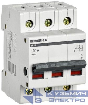 Выключатель нагрузки (мини-рубильник) 3п 100А ВН-32 GENERICA MNV15-3-100