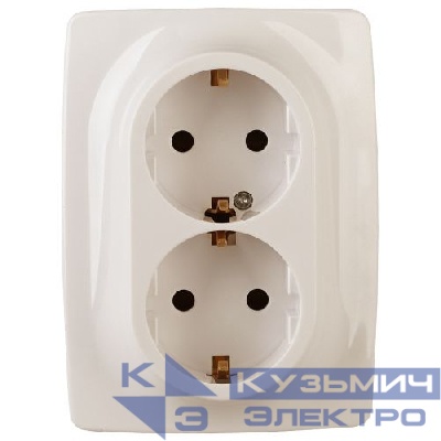 Розетка 2-м СП Эра12 12-2106-02 16А IP20 16AX 250В 2х2P+E Schuko сл. кость Эра Б0031229