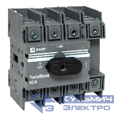 Рубильник 4п 40А с рукояткой управления для прямой установки TwinBlock EKF tb-40-4p-f