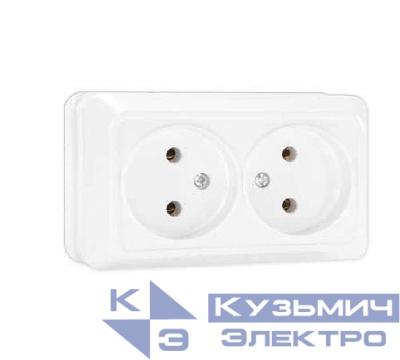 Розетка 2-м ОП Олимп 16А IP20 без заземл. бел. UNIVersal О0102