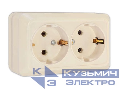 Розетка 2-м ОП Олимп 16А IP20 с заземл. сл. кость UNIVersal Б-О0128