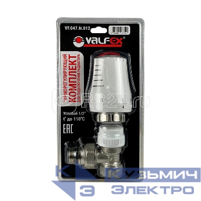 Клапан с термостатической головкой для радиатора угловой 1/2дюйм (60) К VALFEX VF.047.N.012