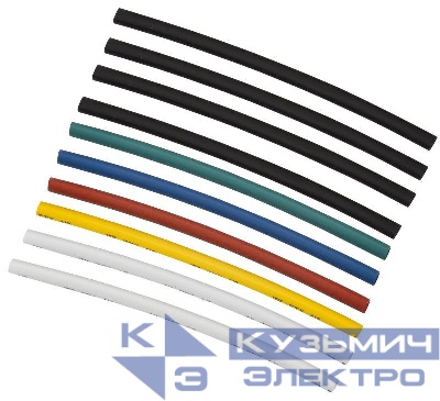 Набор трубок термоусадочных тонкостен. ТТУ 4/2 (4хЧ; 2хБ; К; С; Ж; З) 10х10см разноцвет. IEK UDRS-D2-D4-10-10