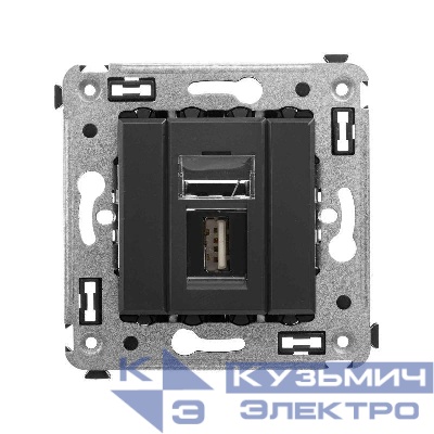 Розетка USB 2.0 1-м СП Avanti "Черный матовый" тип А-А DKC 4412403