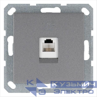 Розетка телефонная 1-м RJ11 механизм алюм. JasmartG6101S