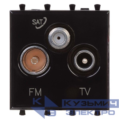 Розетка телевизионная TV/FM/SAT 2мод. 16А Avanti "Черный квадрат" DKC 4402532