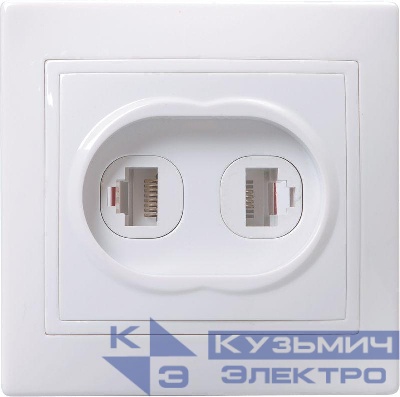 Розетка компьютерная + телефонная 2-м СП Кварта РК/Т12-КБ IP20 бел. GENERICA EIK10-K01-DM