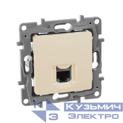 Розетка компьютерная 1-м СП Etika RJ45 кат.5E UTP механизм сл. кость IEK 672341