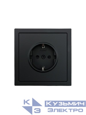 Розетка 1-мест. с защитн.шторк. ПБТ СП ZIMA IP20 10А безвинт. зажим черн. бархат LEZARD 704-4288-124BQC