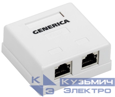Розетка компьютерная 2-м ОП RJ45 кат.5E FTP GENERICA CS2-1C5EF-22-G