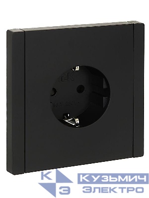 Розетка СП FORTE&PIANO FP115 16А с заземл. защ. шторки винт. крепл. черн. IEK FP-R14-16-K02