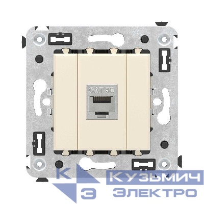 Розетка компьютерная 1-м СП Avanti "Ванильная дымка" RJ45 кат.5E без шторок экранир. механизм DKC 4405763