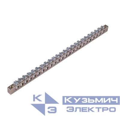 Шина "РЕ" на 20 присоединений 63А 2 крепежных отверстий HEGEL Шина _PE_ 63.20.2