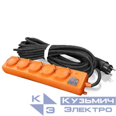 Удлинитель-шнур 5х10м с заземл. 16А IP44 У10-026 КГ 3х1.5 с выкл. с индикатором сети с защ. крышкой UNIVersal 9634138