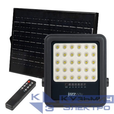 Прожектор светодиодный PFL SOLAR 02 100 6500К GR IP65 ДО с солнечн. панелью и пультом Pro+ JazzWay 5058477
