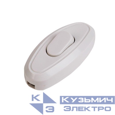 Выключатель-кнопка 6А 250ВON-OFF на электропровод для настольной лампы/бра бел. Rexant 36-3016