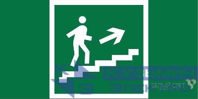 Знак безопасности BL-3517.E15"Напр. к эвакуац. выходу по лестн. вверх (прав.)" Белый свет a12973