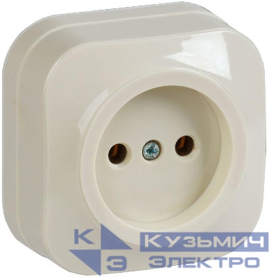 Розетка 1-м ОП GLORY РС20-2-ХК 10А без заземл. крем. IEK ERH10-K33-10