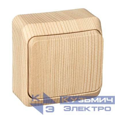 Выключатель 1-кл. ОП Этюд Дача 10А IP20 сосна SE BA10-001D