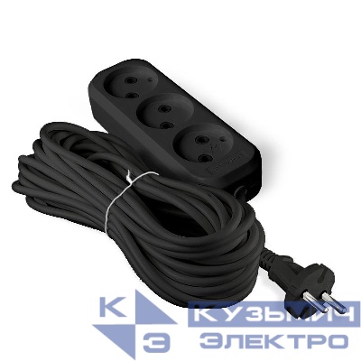 Удлинитель 3х5м без заземл. 6А IP20 У6-639М ПВС 2х0.75 черн. UNIVersal 2006