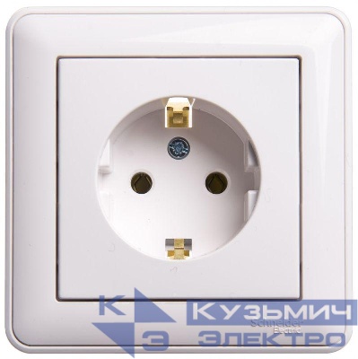 Розетка 1-м СП W59 16А IP20 с заземл. без защ. шторок бел. SE RS16-154-18