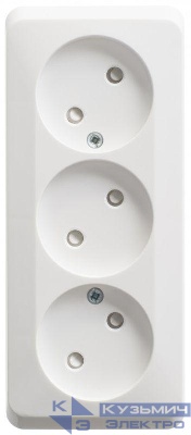 Розетка 3-м ОП Этюд 16А IP20 250В без заземл. защ. шторки бел. SE PA16-010B