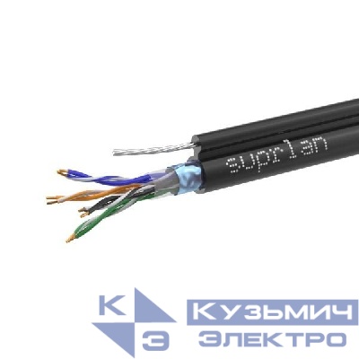 Кабель витая пара F/UTP кат.5E 4х2х24AWG solid Cu PE Out. T-FG8 Median трос 305м (м) SUPRLAN 01-1035-1