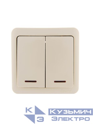 Выключатель 2-кл. 1п ОП Viola 10А IP20 с подсветкой крем. LEZARD 751-0300-112