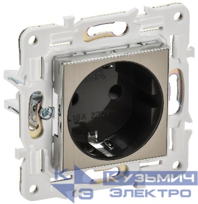 Розетка SKANDY 16А с заземл. защ. шторки SK-R04N никель IEK SK-R14-16-K50