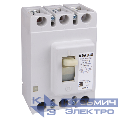 Выключатель автоматический 100А 1250Im ВА04-36-340010 УХЛ3 690В AC КЭАЗ 107540