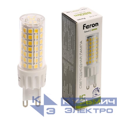 Лампа светодиодная LB-438 10Вт JCD 4000К G9 230В диммир. FERON 51742